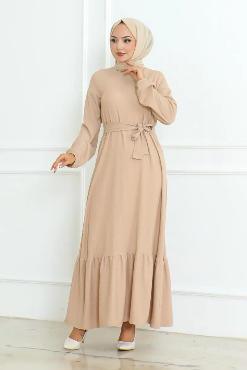 Frilled Skirted Crepe Dress