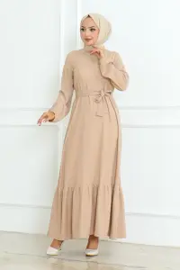 Frilled Skirted Crepe Dress