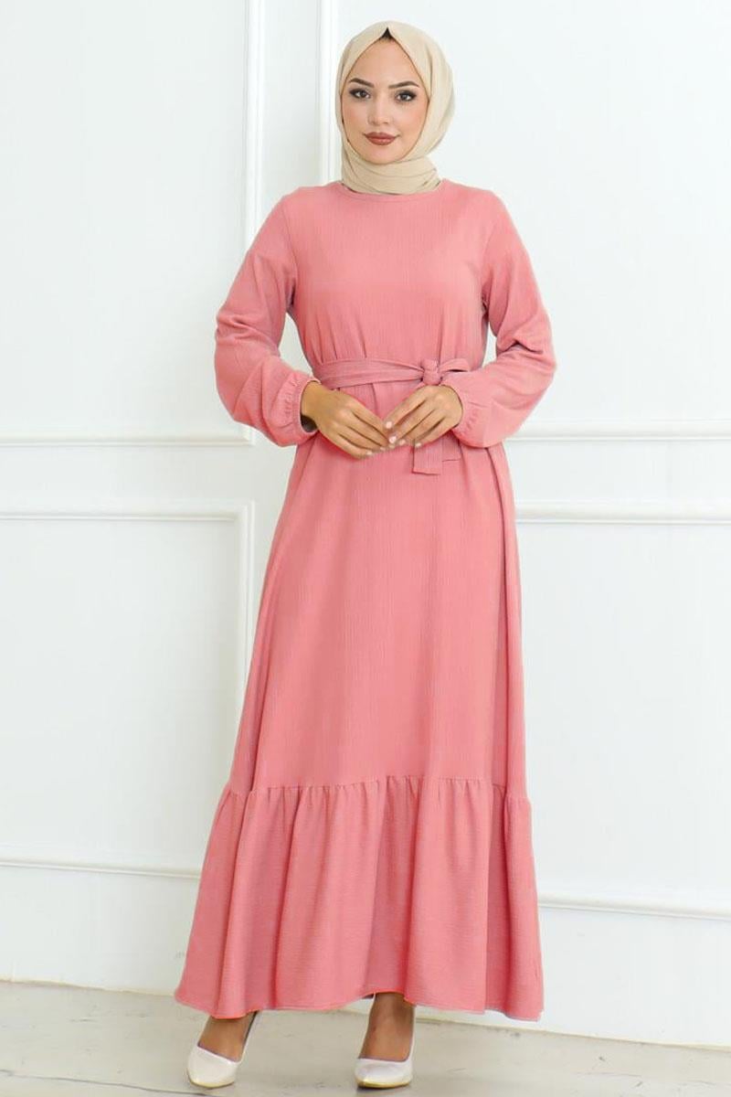 Frilled Skirted Crepe Dress