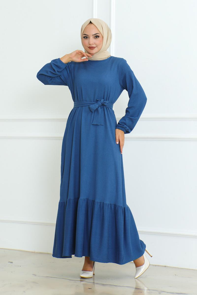 Frilled Skirted Crepe Dress