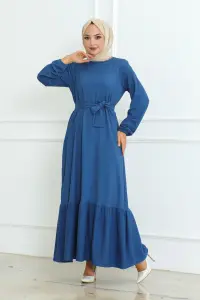 Frilled Skirted Crepe Dress