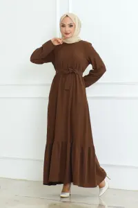 Frilled Skirted Crepe Dress