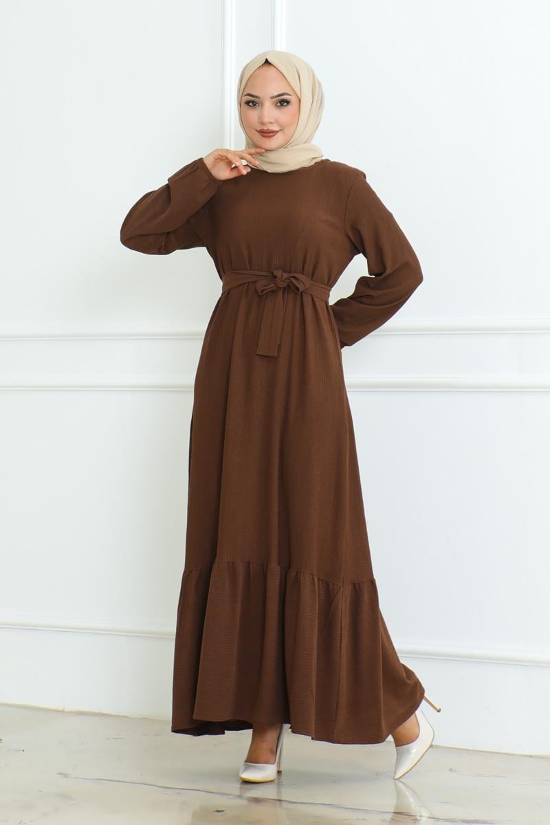 Frilled Skirted Crepe Dress