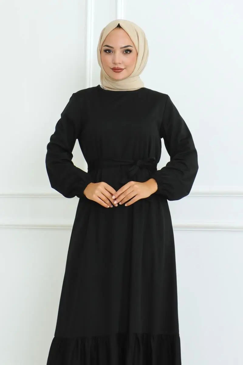 Frilled Skirted Crepe Dress-detail