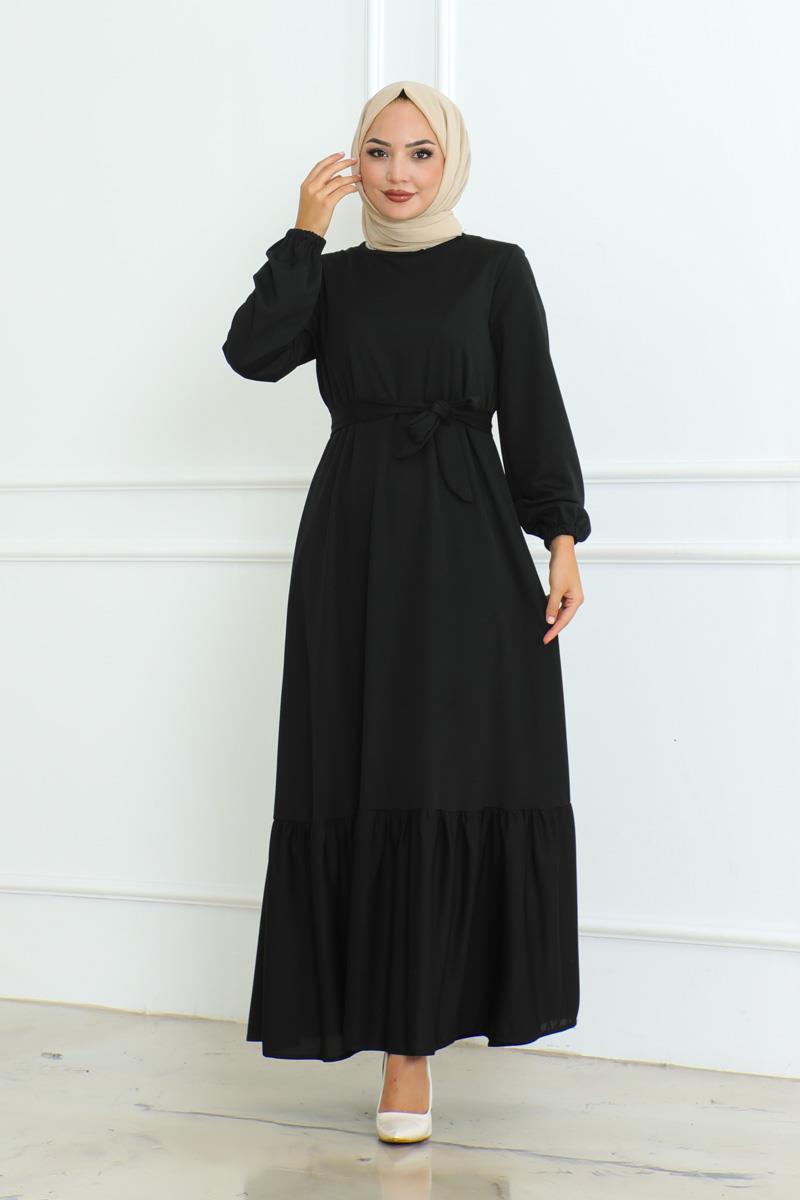 Frilled Skirted Crepe Dress