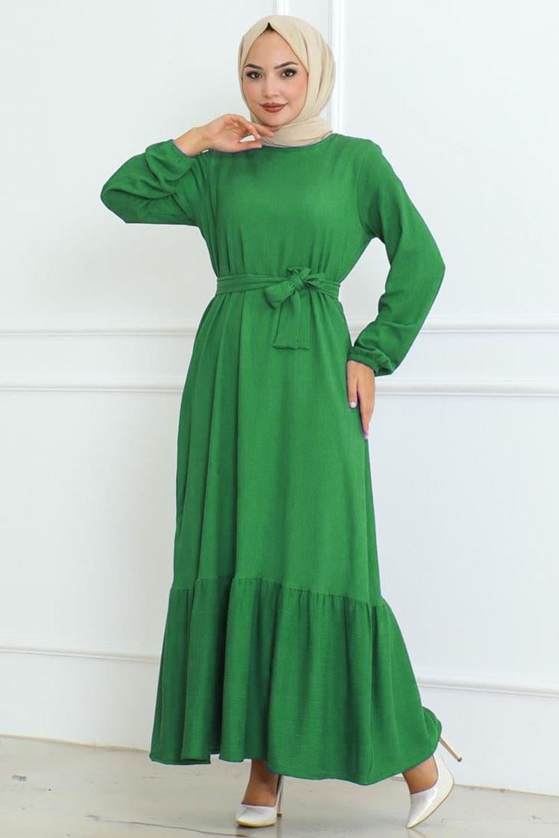 Frilled Skirted Crepe Dress