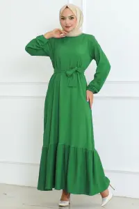 Frilled Skirted Crepe Dress