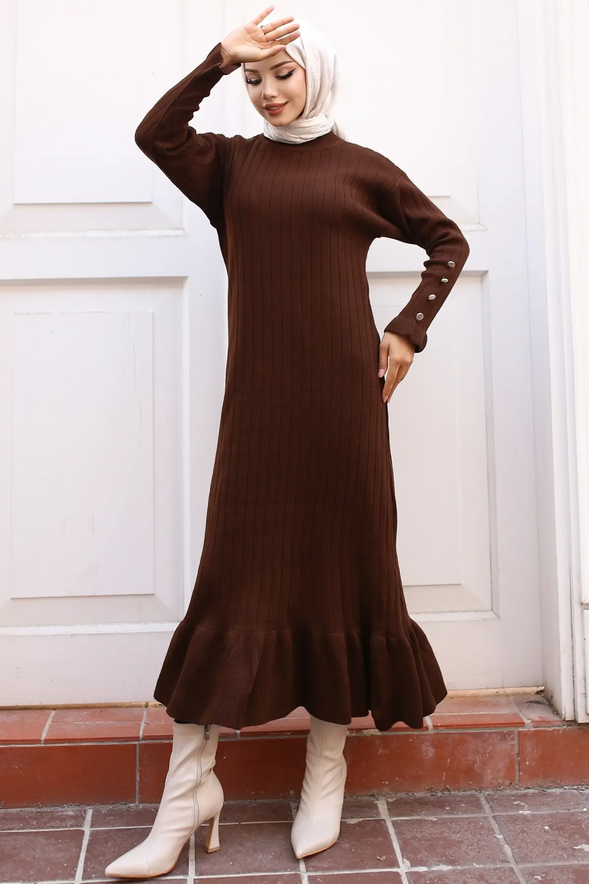 Frilly Knitwear Dress-detail