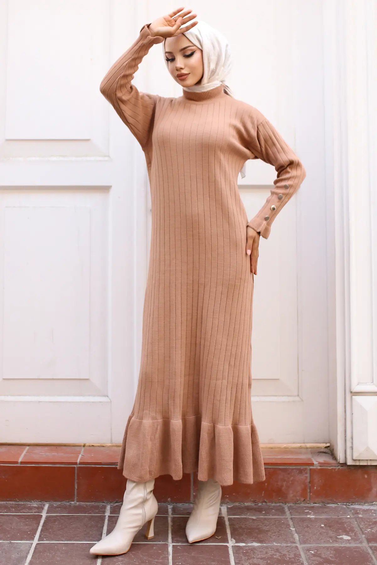 Frilly Knitwear Dress-detail