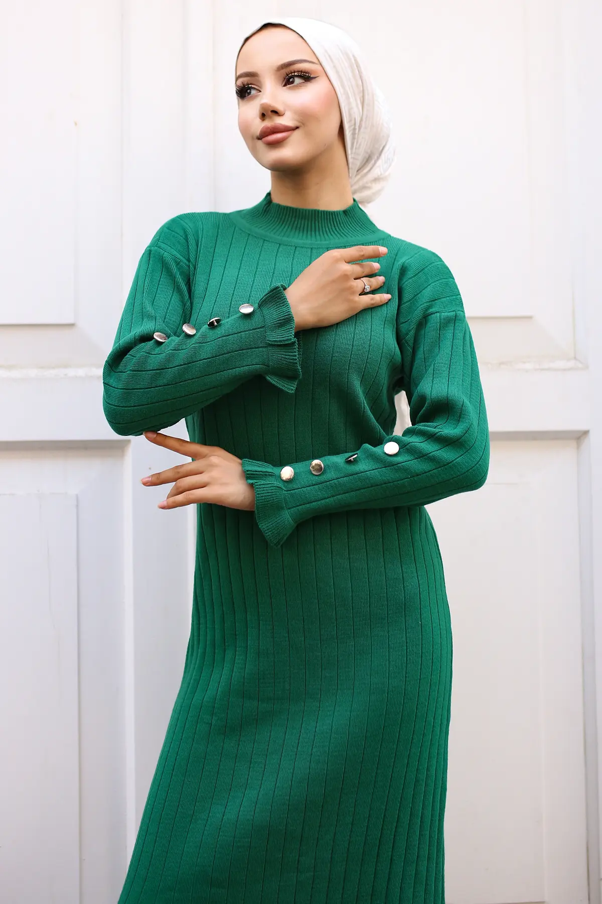 Frilly Knitwear Dress-detail