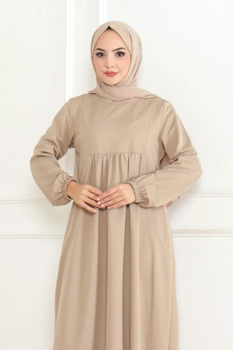 Front Pleated Casual Dress-detail