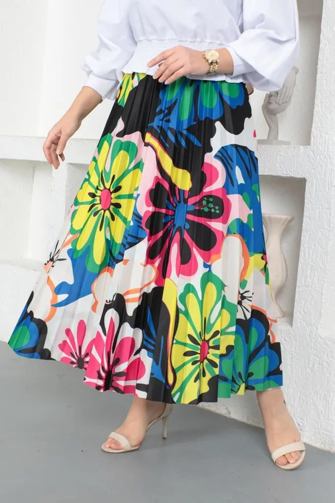 Fuchsia Hijab Pleated Skirt-detail