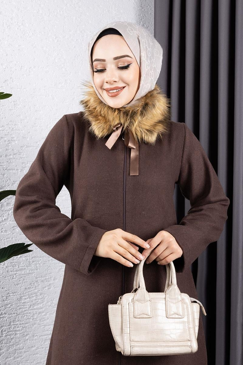 Fur Collared Cashmere Coat