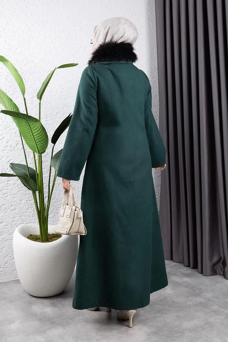 Fur Collared Cashmere Coat-detail