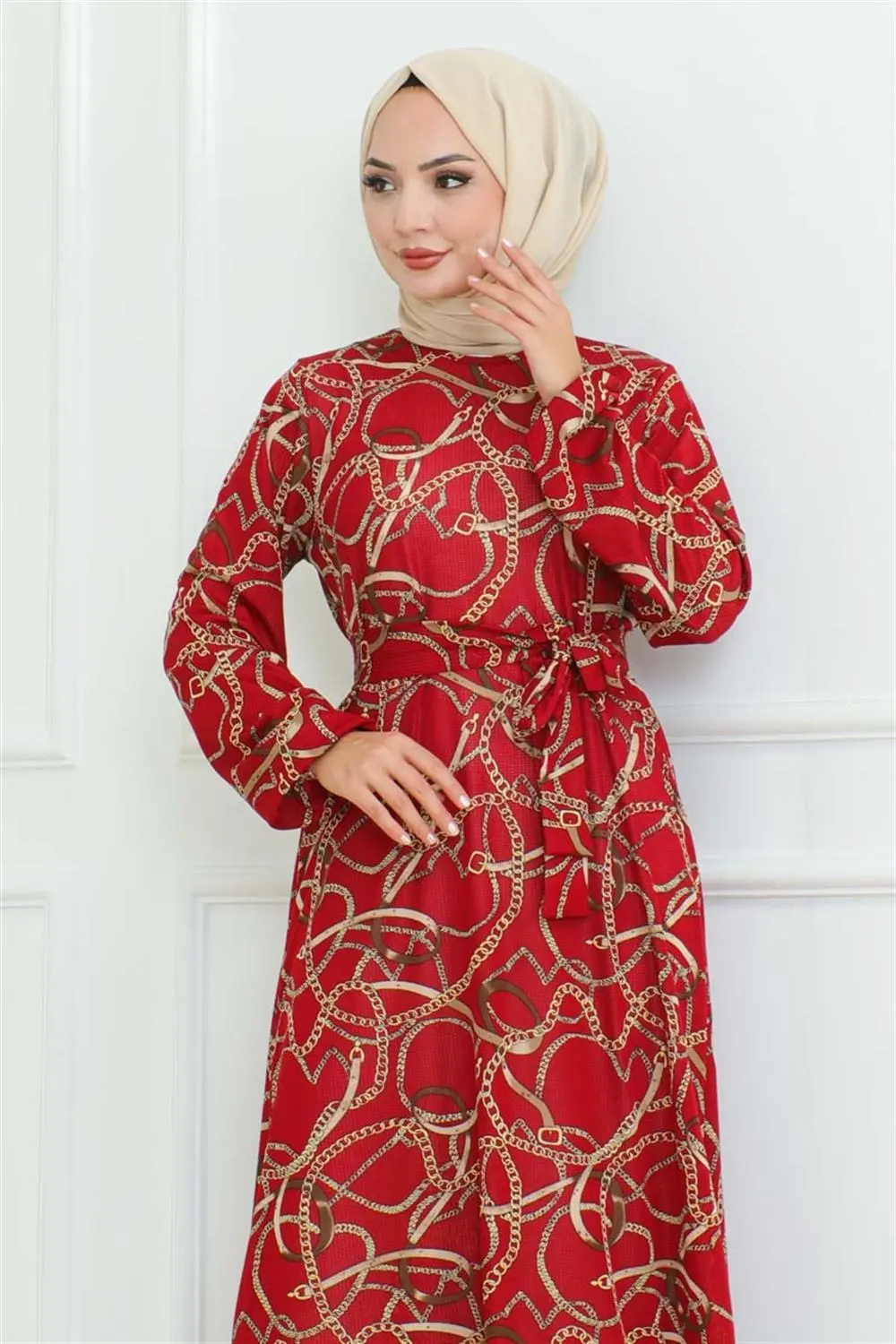 Gathered Chain Patterned Dress-detail