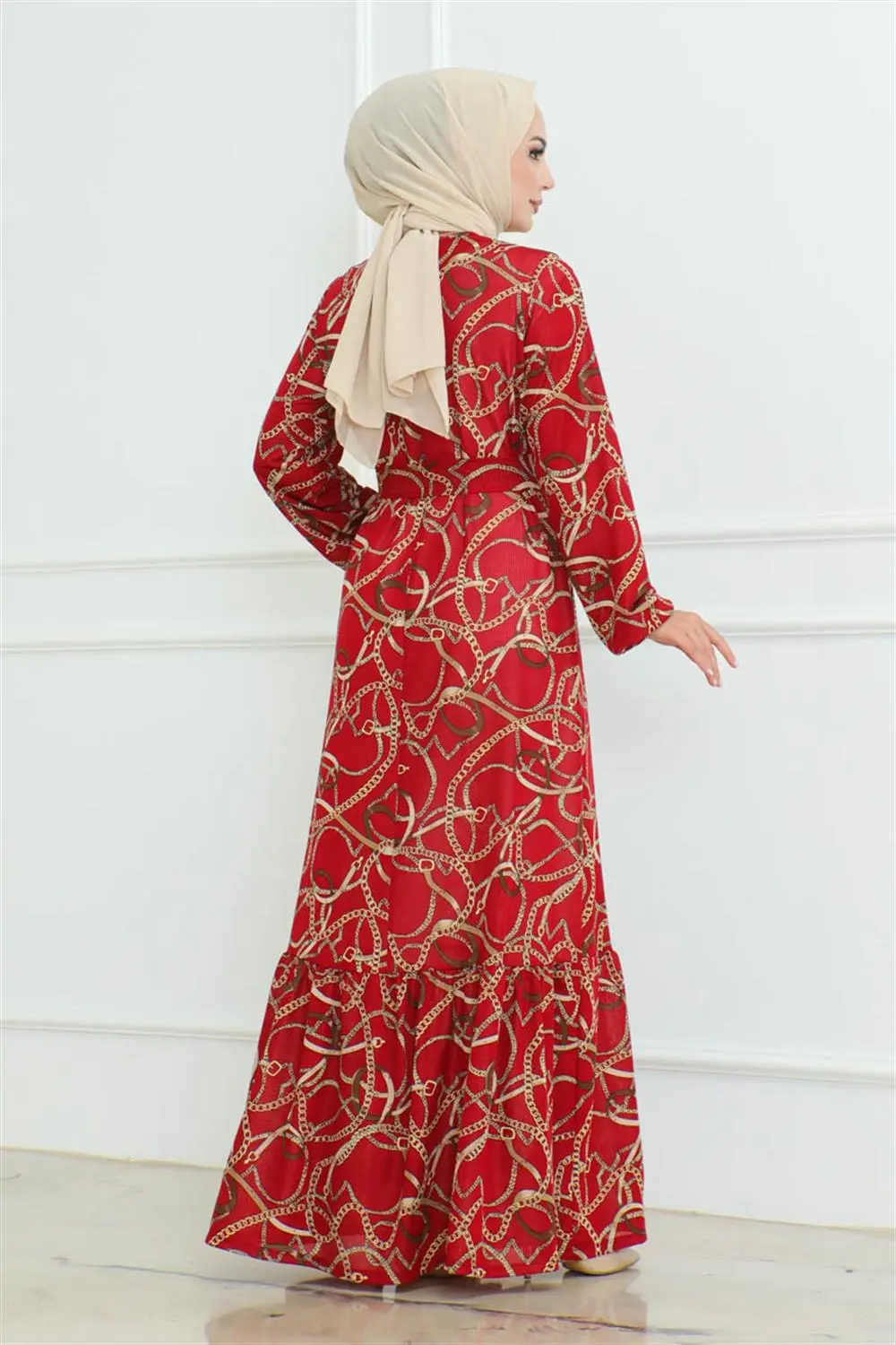 Gathered Chain Patterned Dress-detail