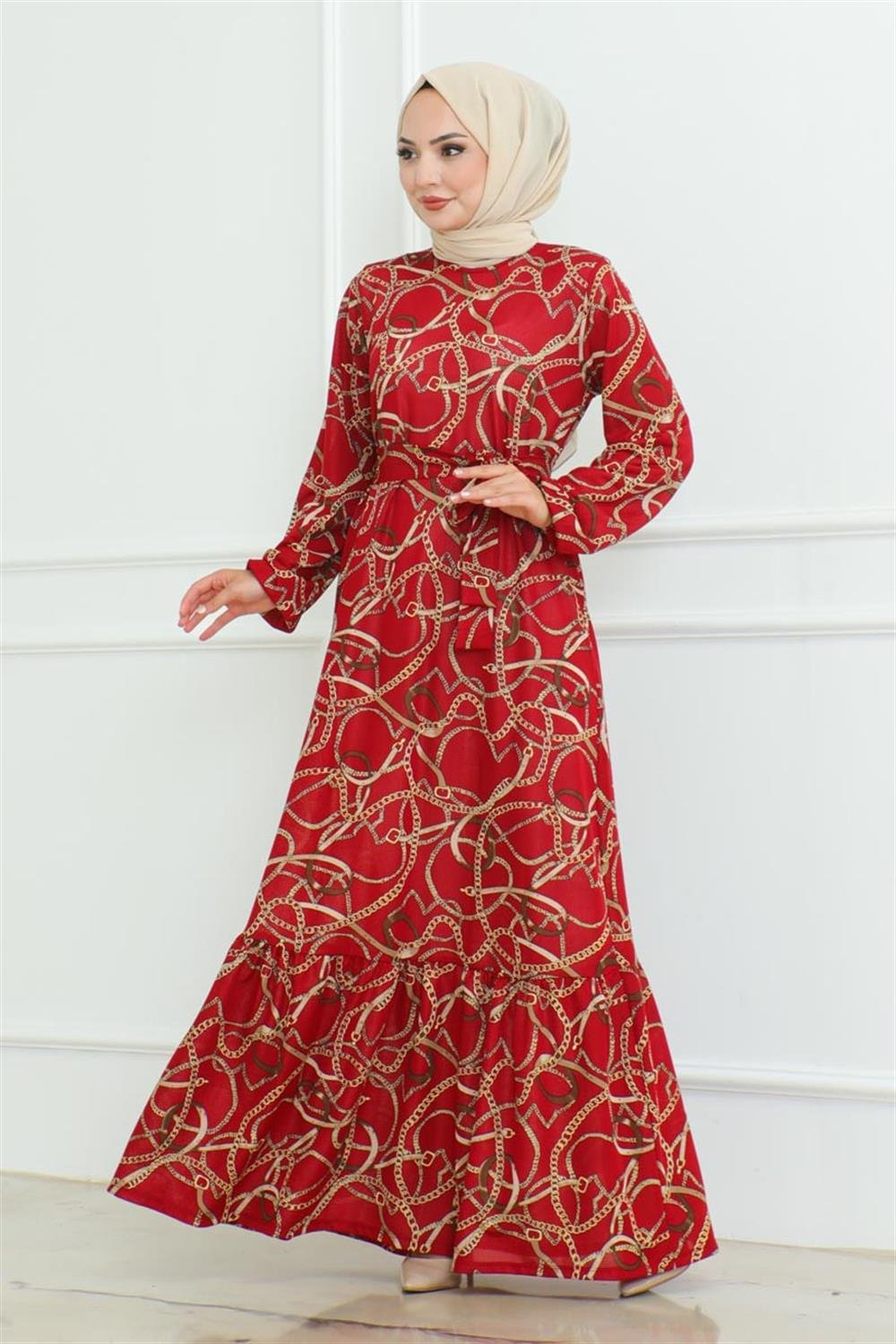 Gathered Chain Patterned Dress