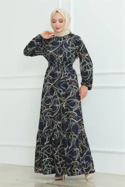 Gathered Chain Patterned Dress