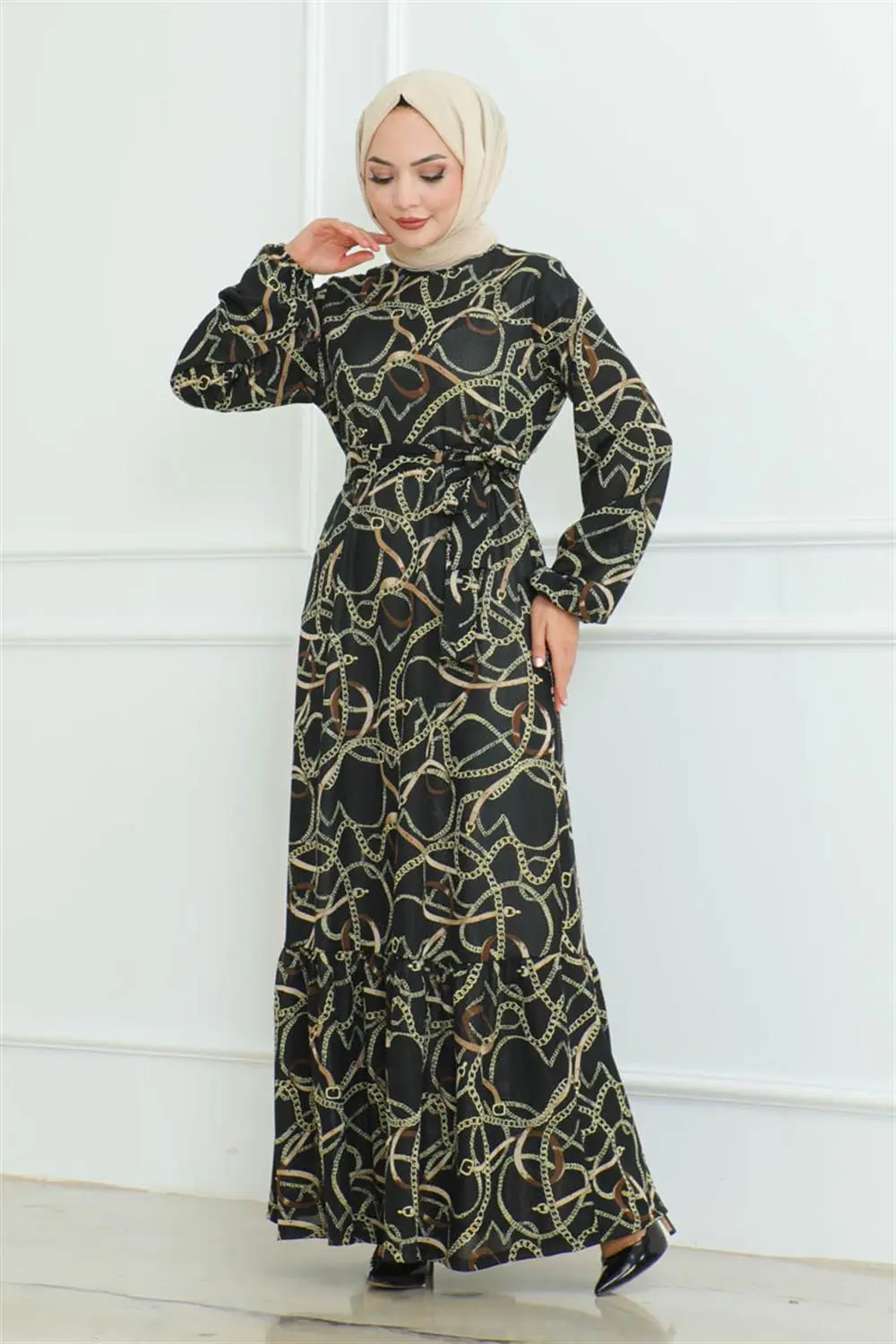 Gathered Chain Patterned Dress-detail