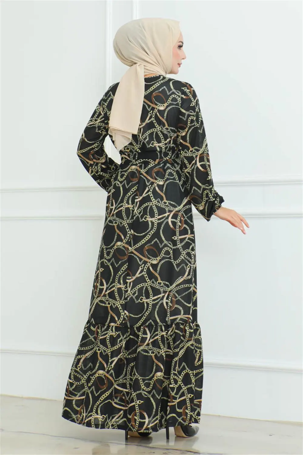 Gathered Chain Patterned Dress-detail