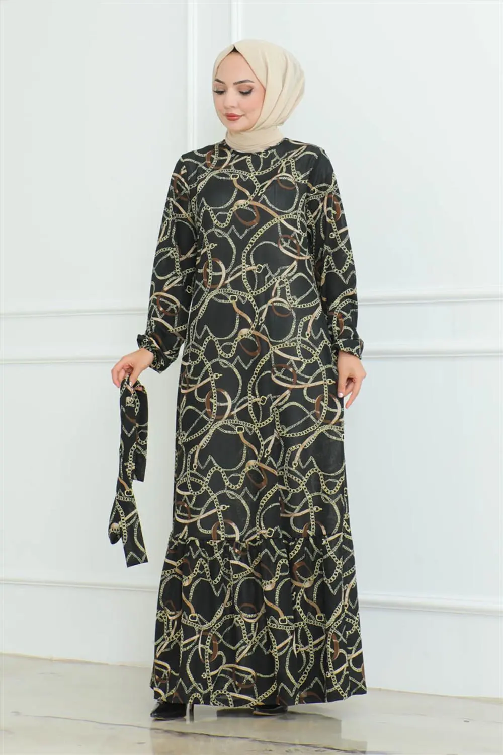 Gathered Chain Patterned Dress-detail