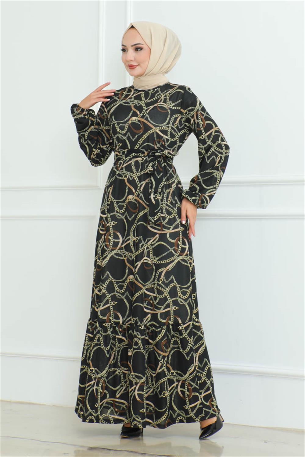 Gathered Chain Patterned Dress