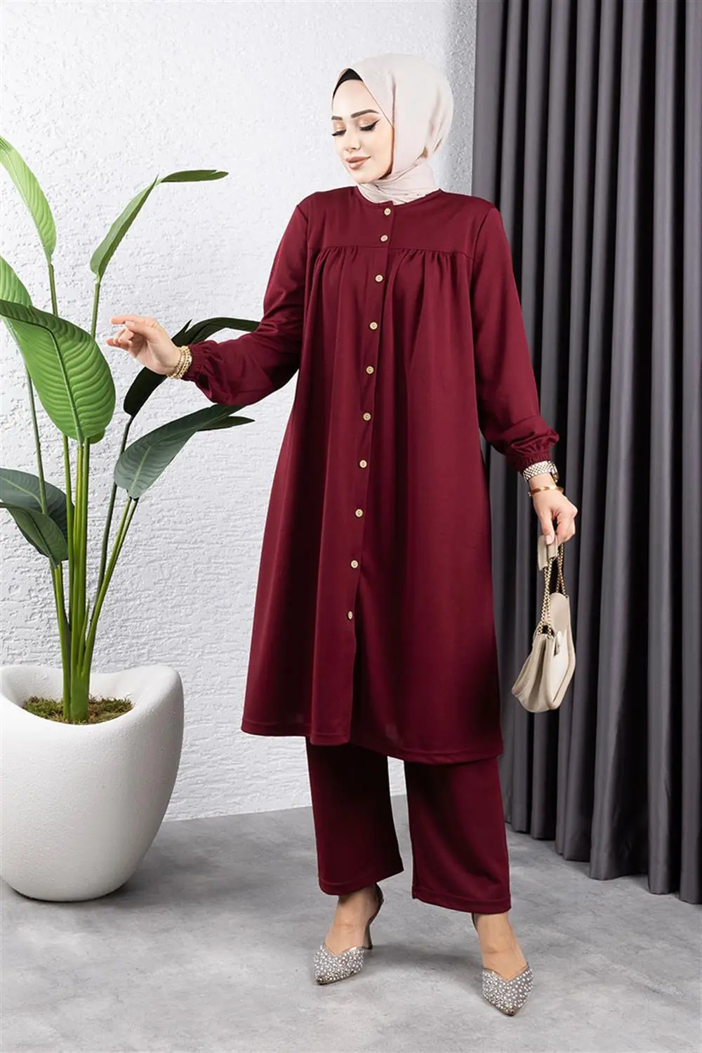 Gathered Hijab Set-detail