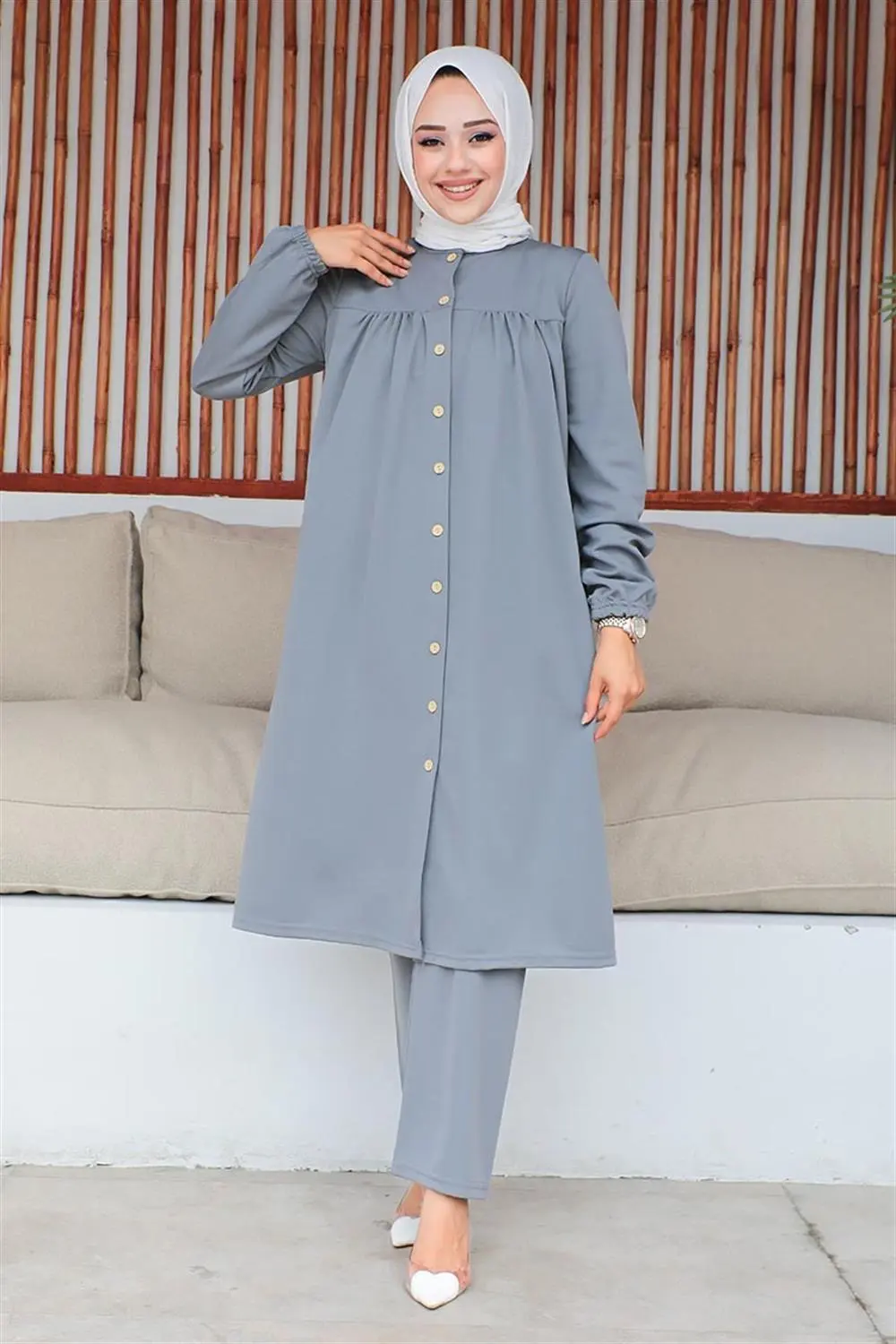 Gathered Hijab Set-detail