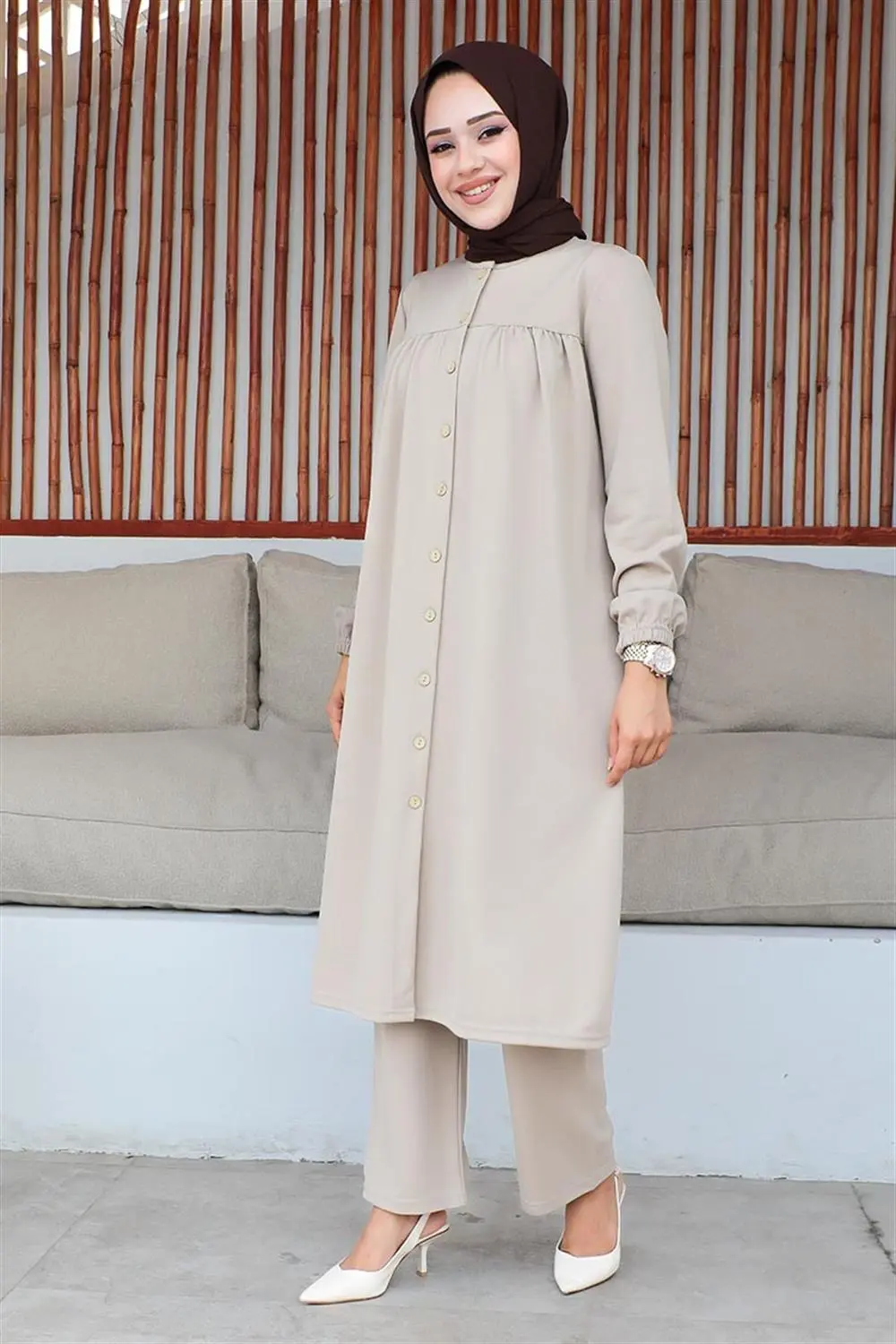 Gathered Hijab Set-detail