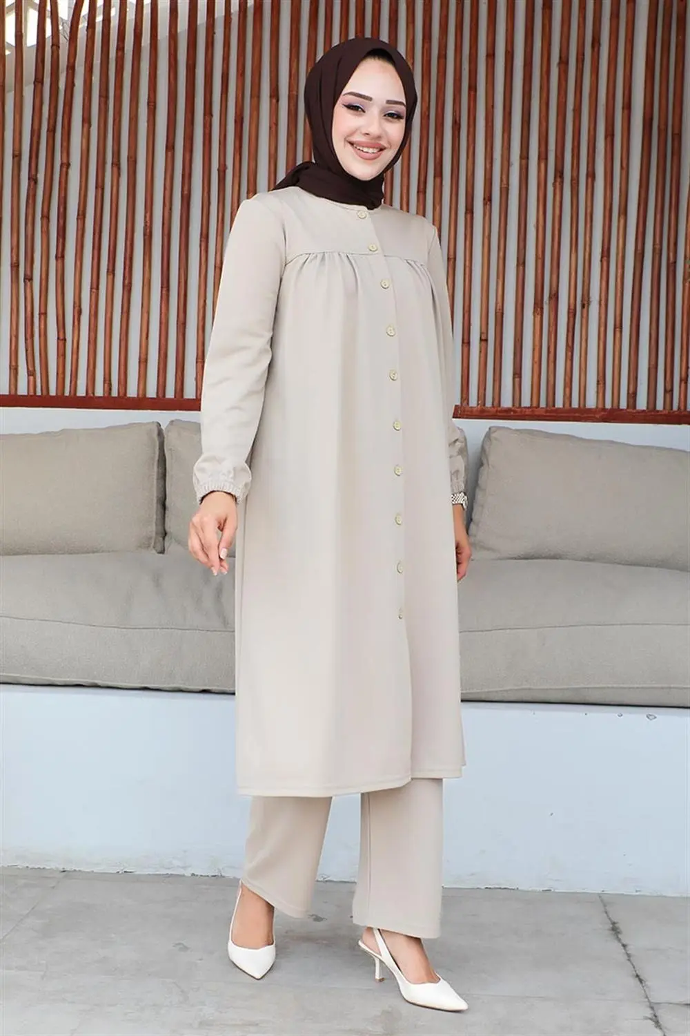 Gathered Hijab Set-detail