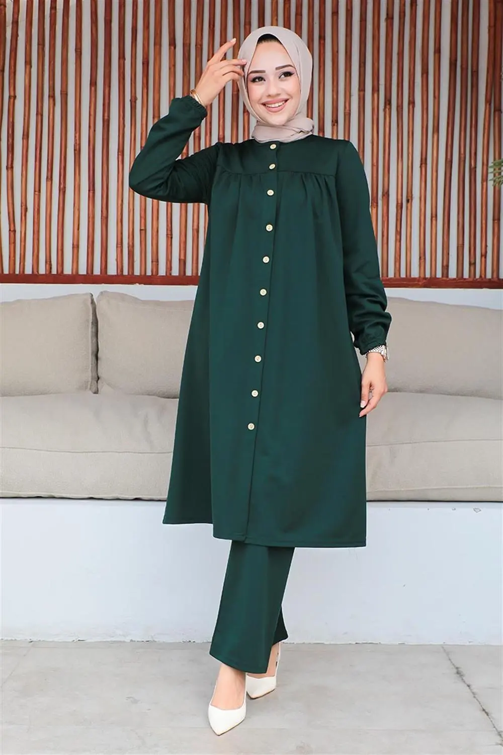 Gathered Hijab Set-detail