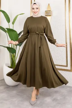 Gathered Waist Belted Dress