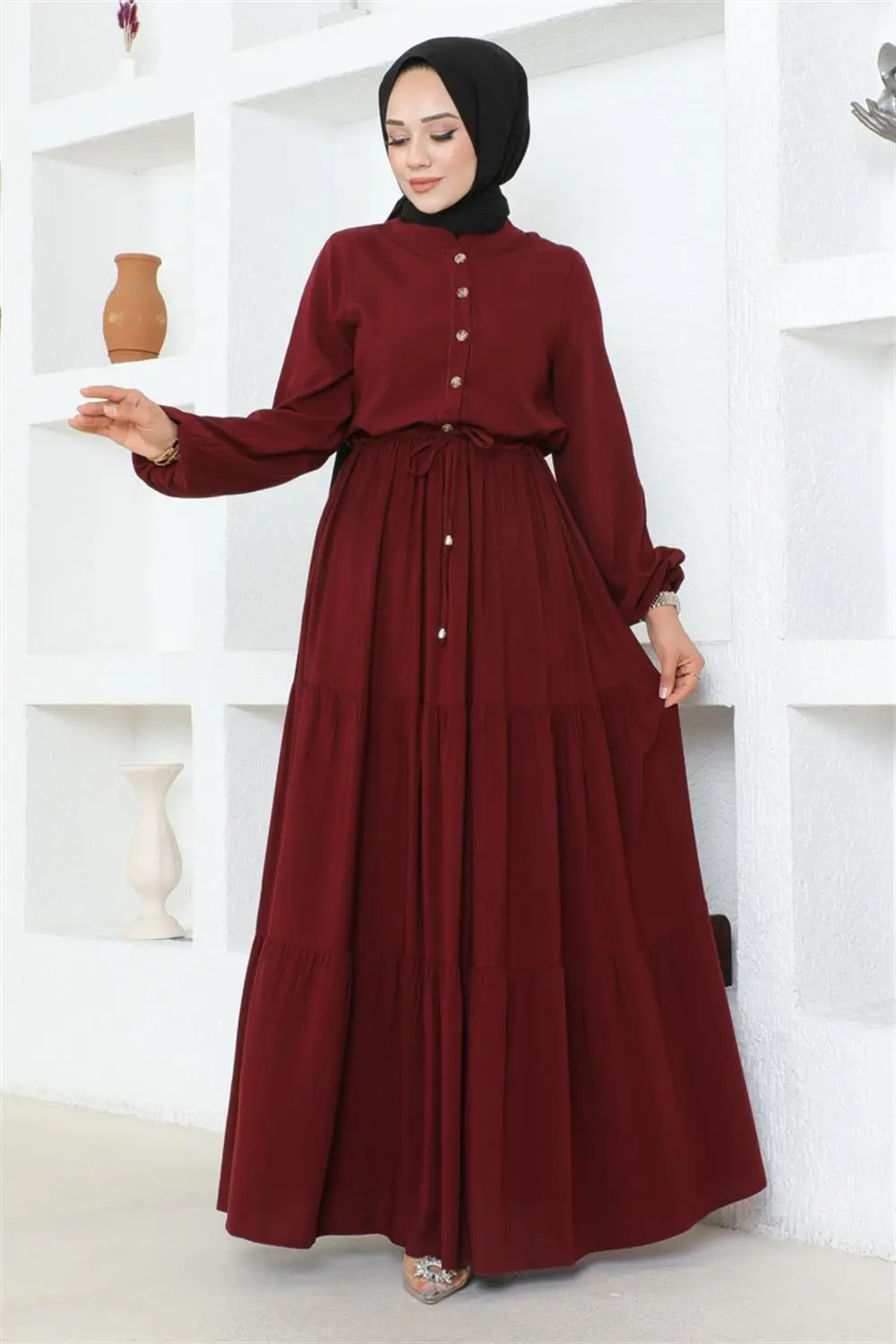 Gathered Waist Belted Dress-detail