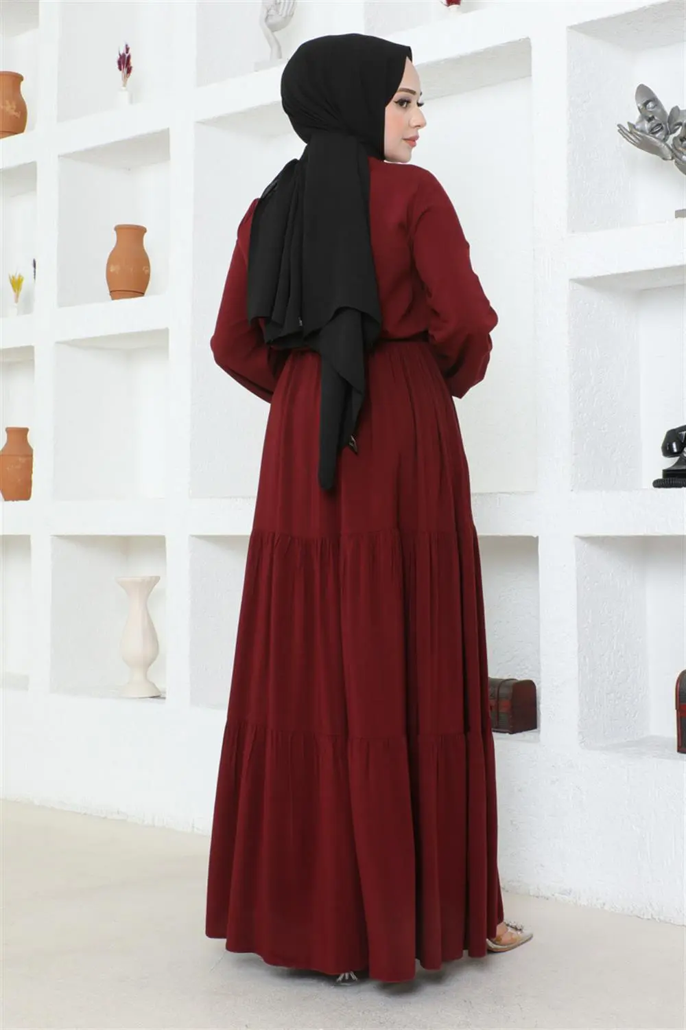 Gathered Waist Belted Dress-detail