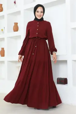 Gathered Waist Belted Dress