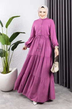 Gathered Waist Belted Dress