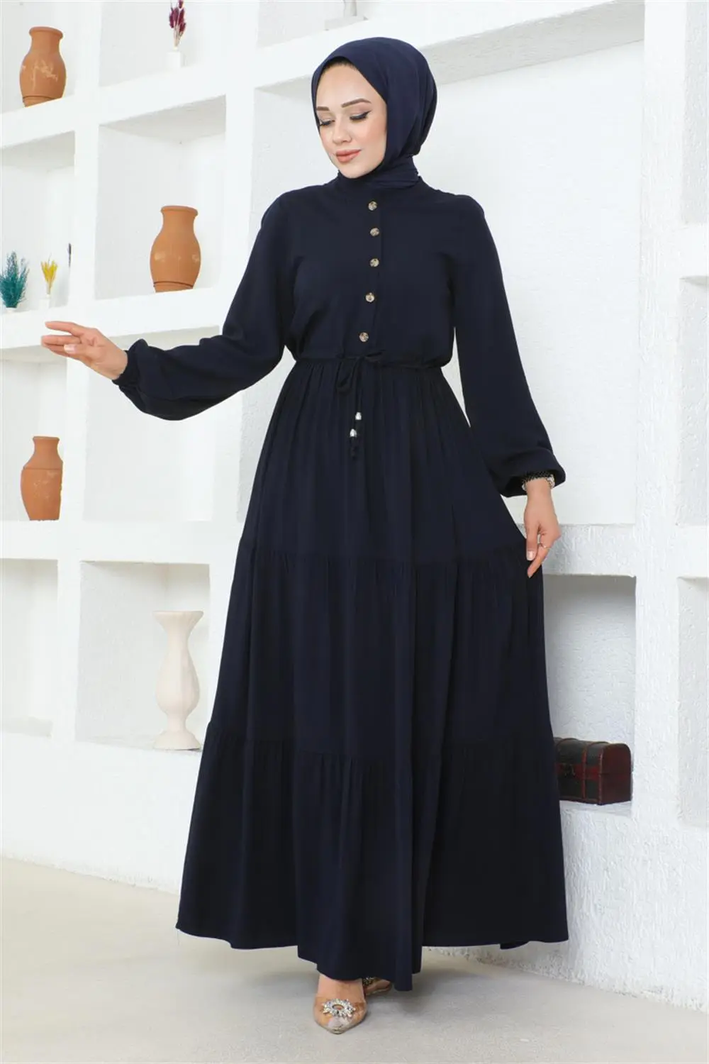 Gathered Waist Belted Dress-detail