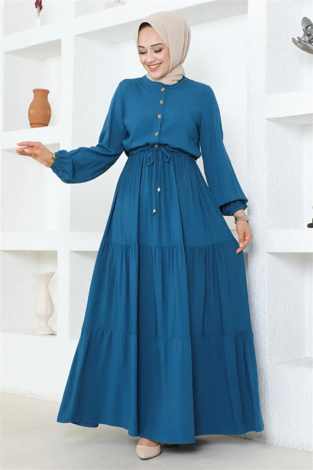 Gathered Waist Belted Dress-detail