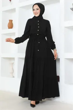 Gathered Waist Belted Dress