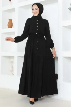 Gathered Waist Belted Dress