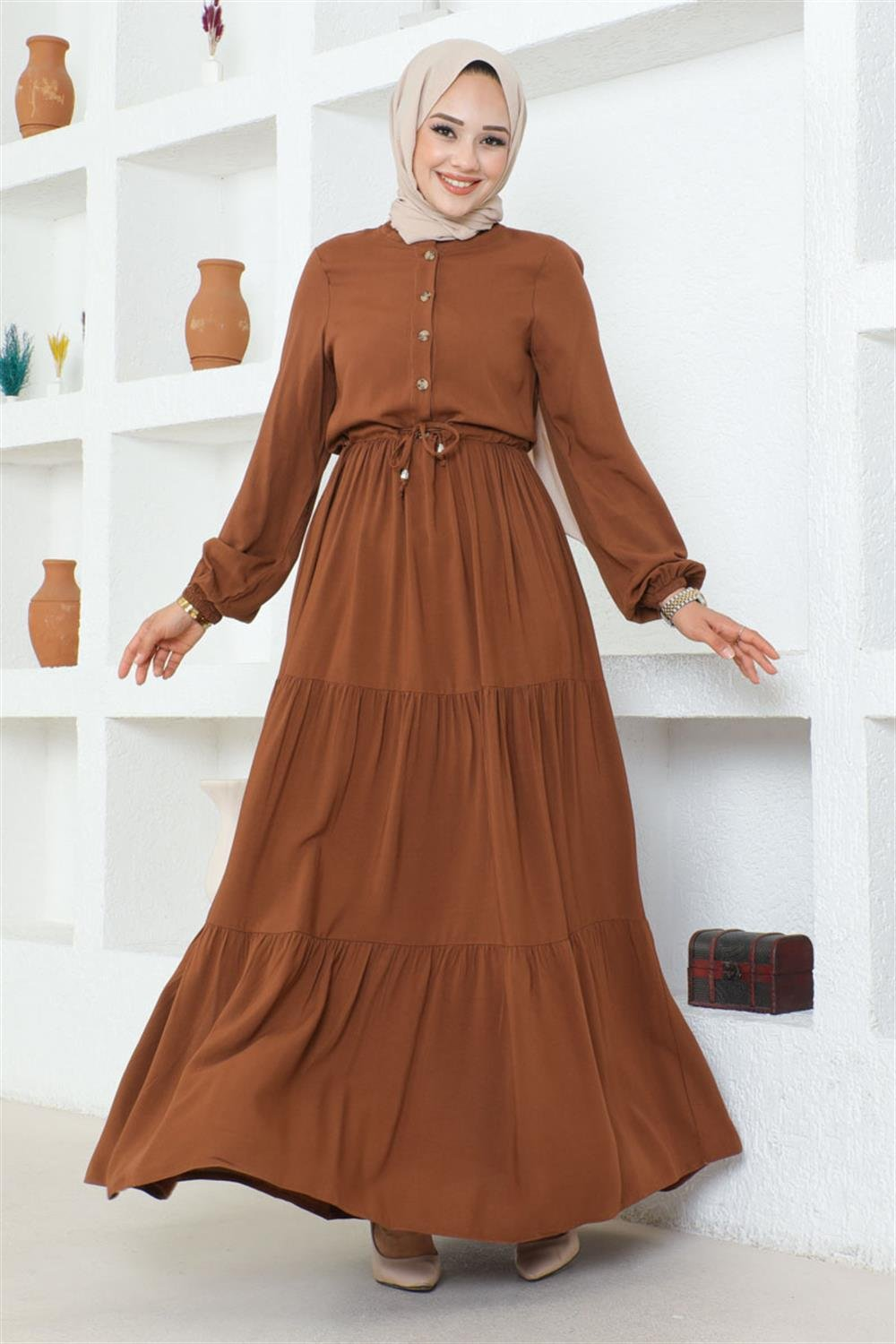Gathered Waist Belted Dress