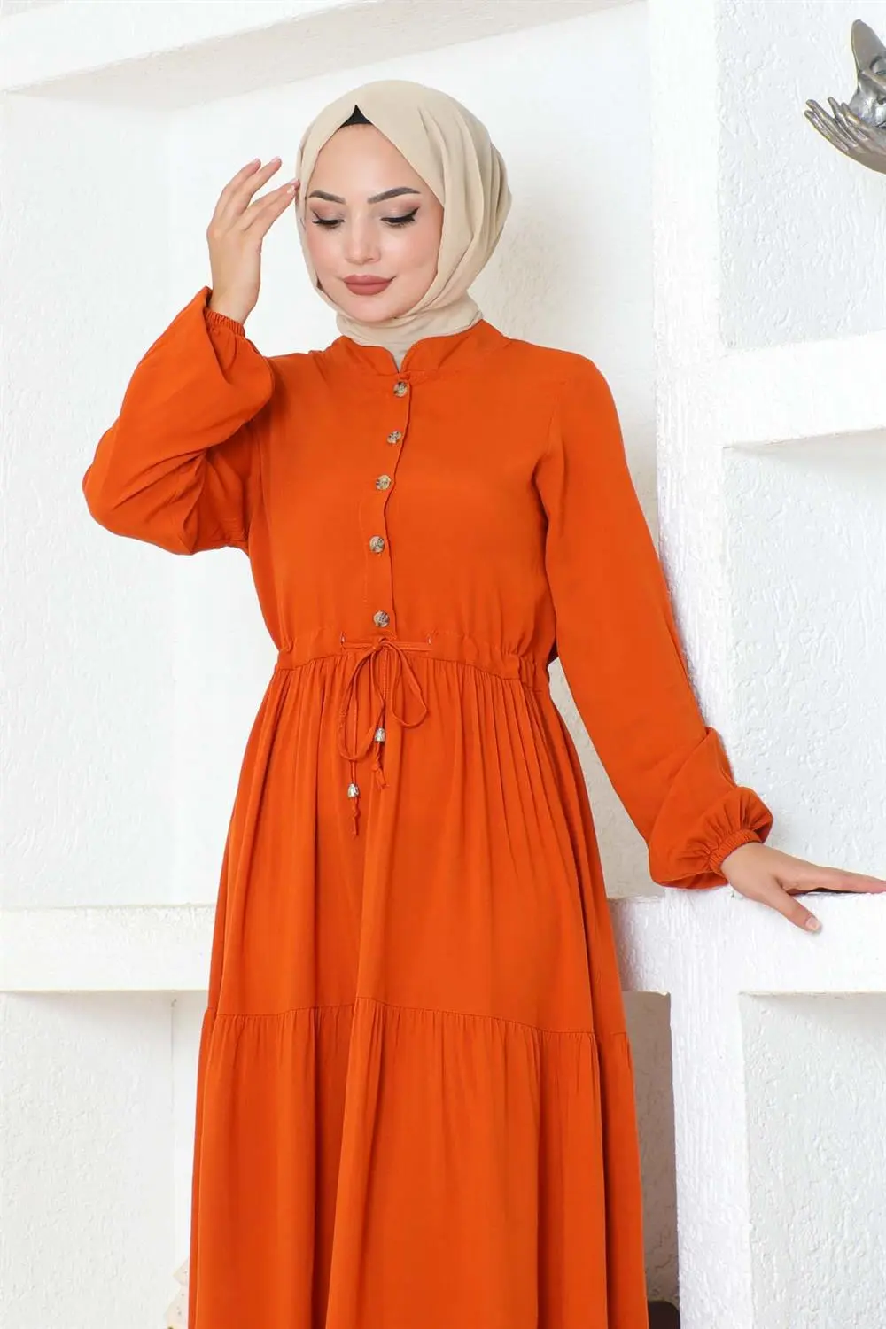 Gathered Waist Belted Dress-detail