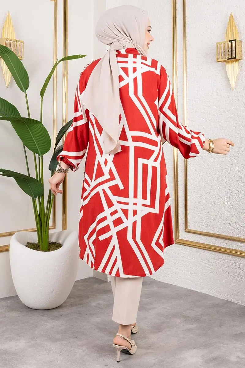 Geometric Pattern Viscose Tunic-detail