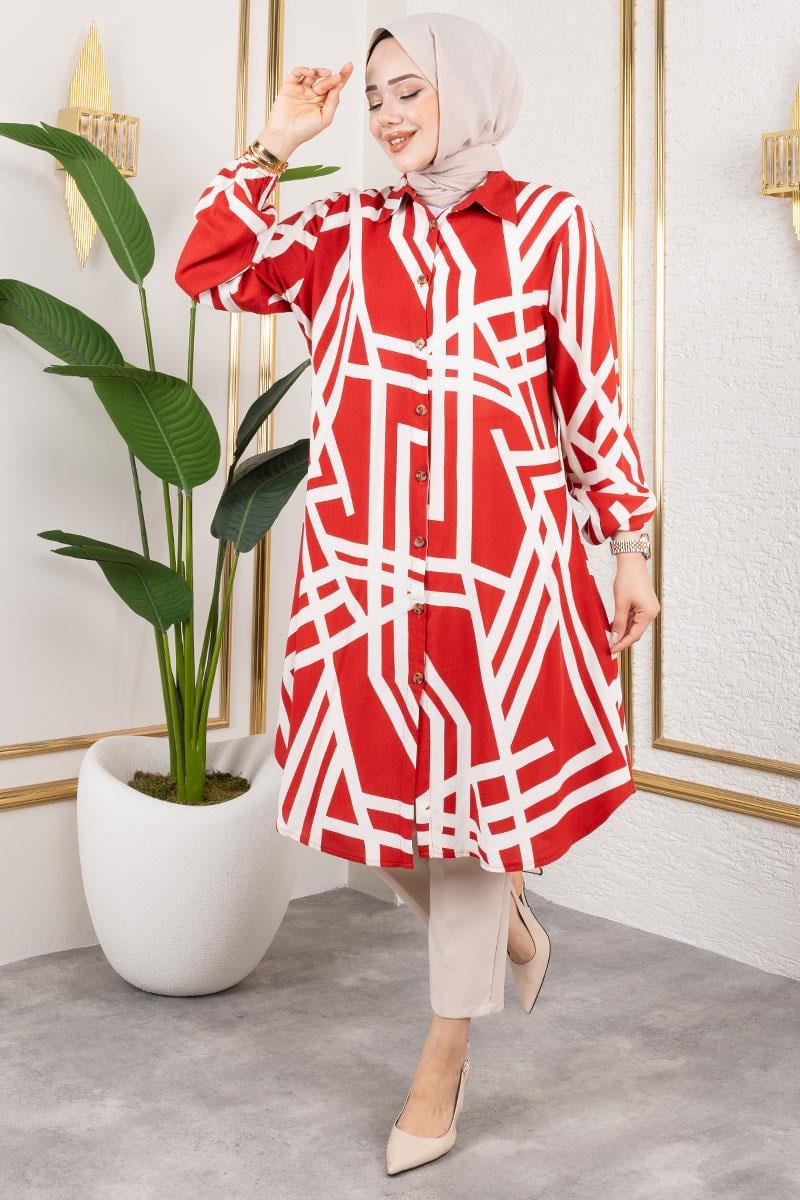 Geometric Pattern Viscose Tunic