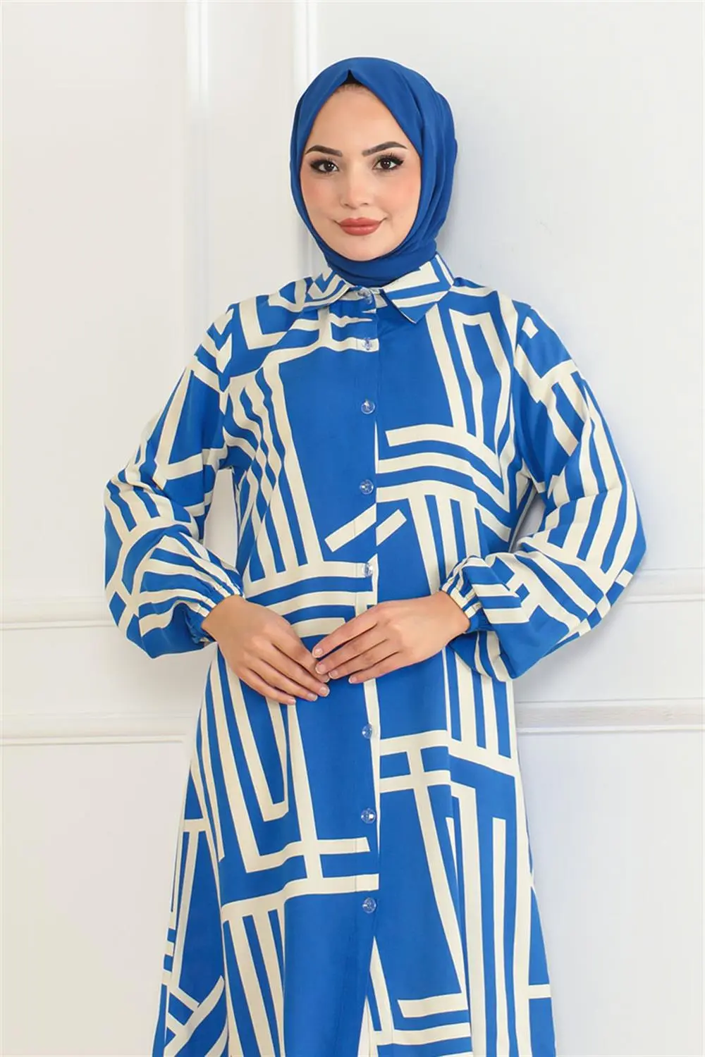 Geometric Pattern Viscose Tunic-detail