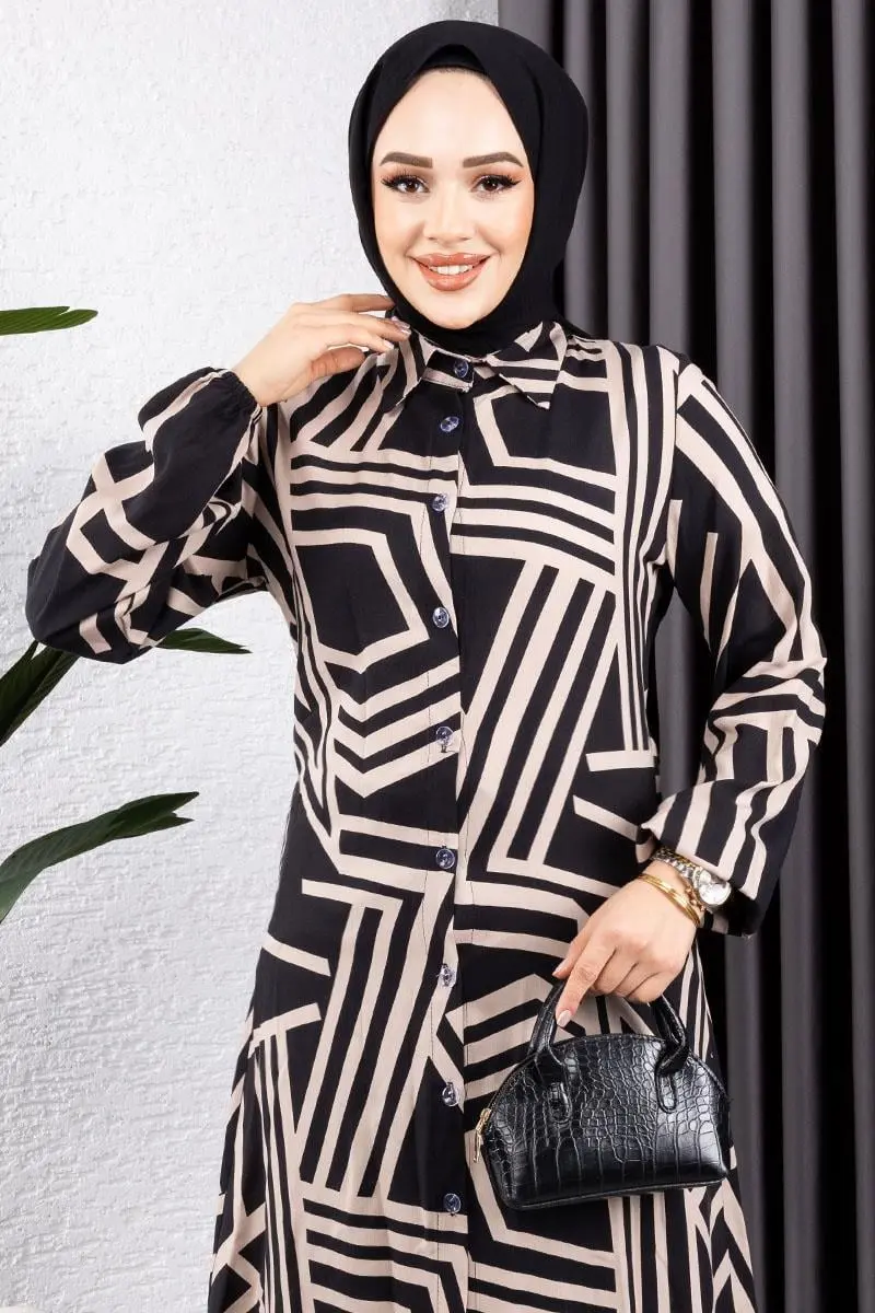 Geometric Pattern Viscose Tunic-detail