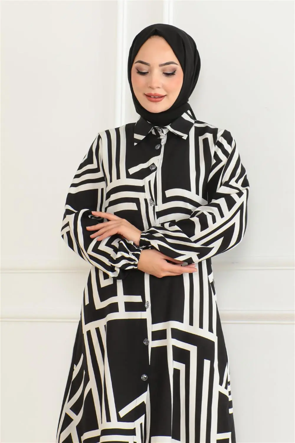 Geometric Pattern Viscose Tunic-detail