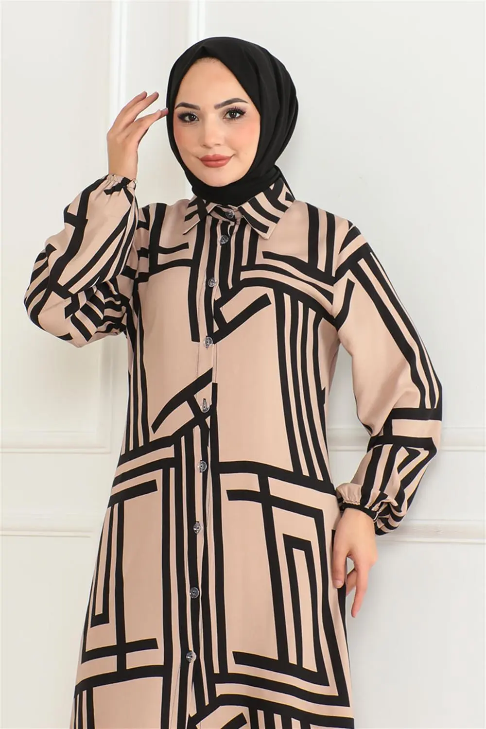 Geometric Pattern Viscose Tunic-detail