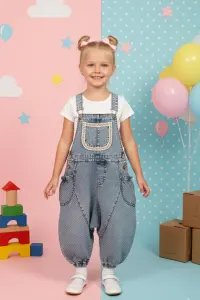 Girls' Harem Denim Dungaree Jumpsuit