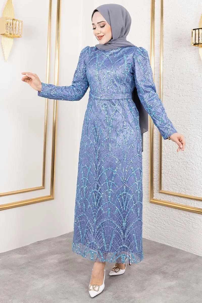 Glitter Pencil Evening Dress-detail